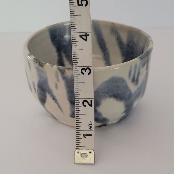 Round Blue Handthrown Pottery Ceramic Bowl - Picture 5 of 6